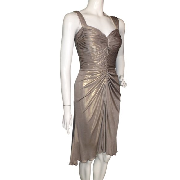 TADASHI COLLECTION Dress, 6, Champagne/Golden, Ruched, Wide straps, knee length - Picture 3 of 12